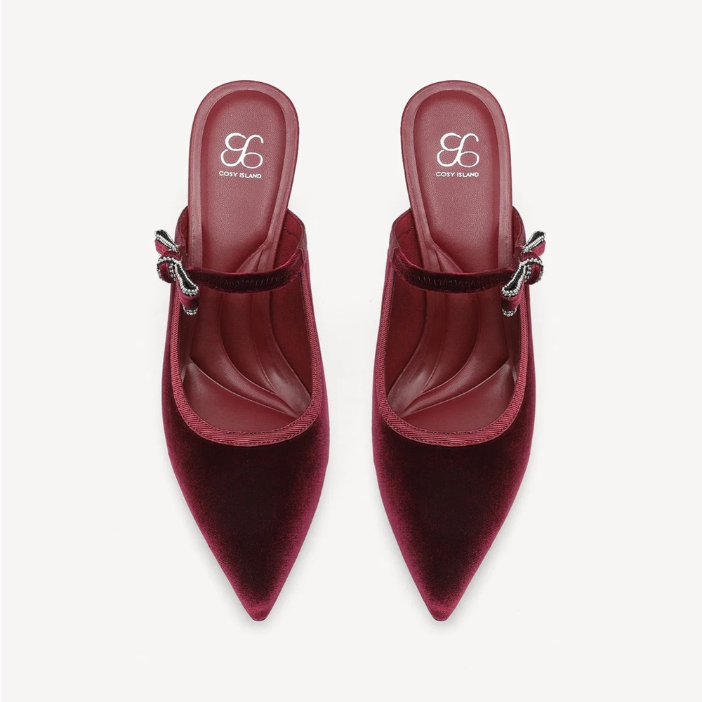 Brand new Chic Burgundy Heels with Rhinestone Accent- Perfect for Holidays